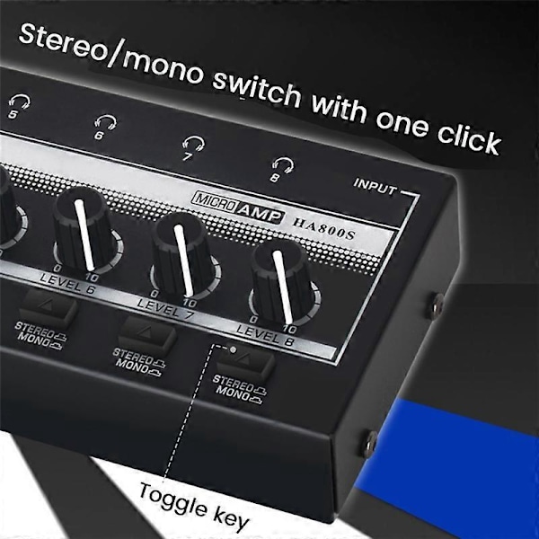 HA800S Kompakt Lydforstærker 8 Kanaler Mini Stereo Power - EU Stik