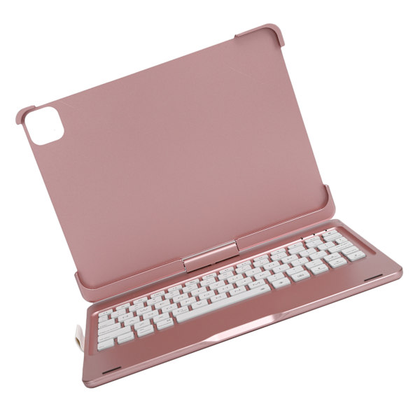 7-farget bakgrunnsbelyst trådløst Bluetooth-tastatur med tastaturdeksel for IOS-nettbrett 2019 10,2 tommers rosegull