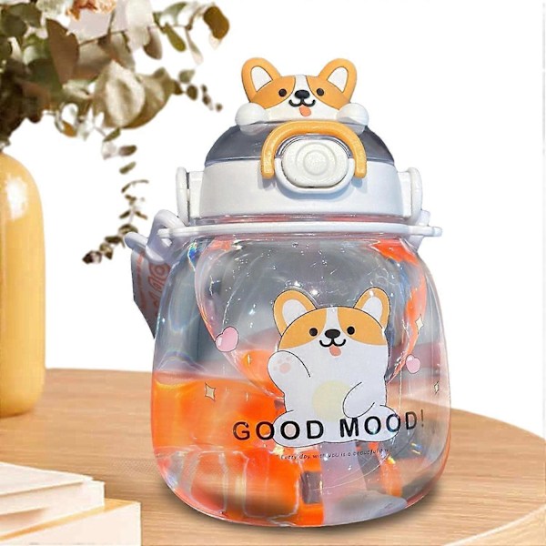 Vattenflaska, Söta Björn Vattenflaskor, Anka Kanin Corgi Flaska med Rem, 1310 ml Vattenflaskor med Två Sätt att Dricka