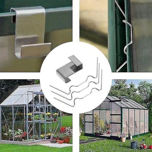 100 st Rostfria Växthus Glaspanel Clips Växthus W Tråd Clips Glasning Z Typ Clips-B5