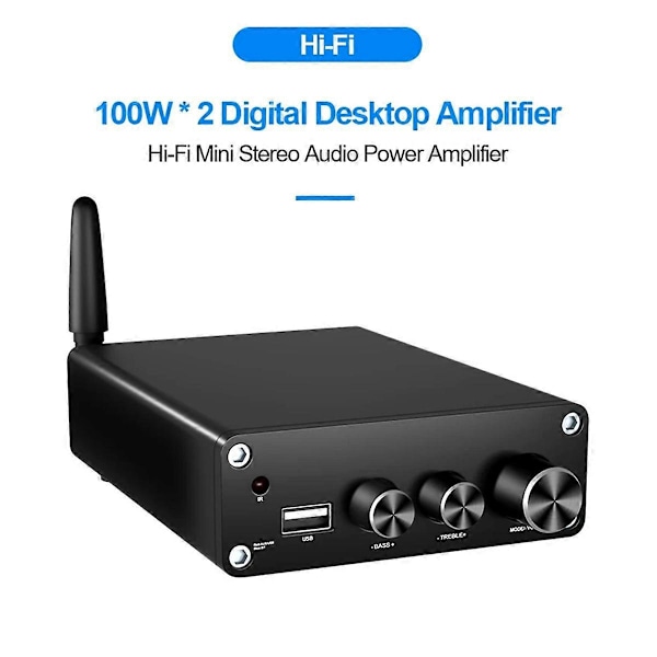 Hifi Stereo Audio Effektforstærker 2x100W Dual Channel