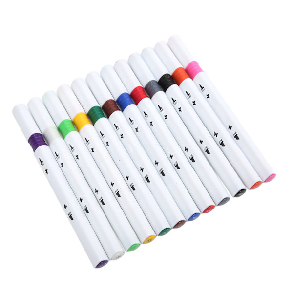 Markeringspennor 12 färger Eco Friendly Ink Luktfri Dubbelhuvud Markeringspennor för Arkitektur Reklam Animation