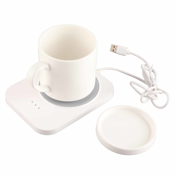 55℃ Mukikuppe Warmer USB-käyttöinen Maitokuppi Warmer 3 lämpötila-asetuksella Koti- ja Toimistopöydän Käyttöön Valkoinen