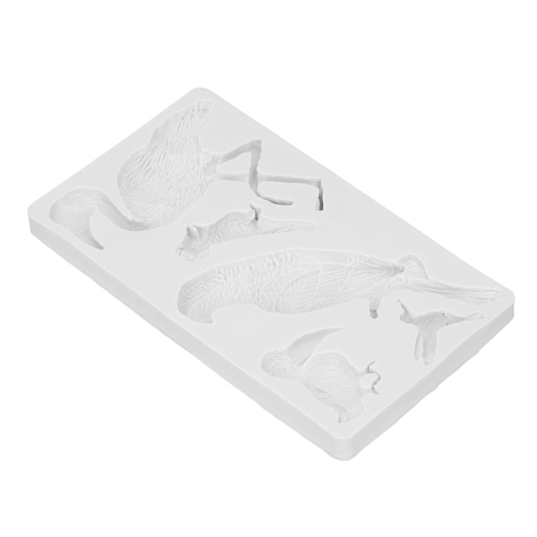 Silikonform Grå Fugleform Myk Elastisk Enkel Demoulding Silikon Bakeform for DIY Kaker Brød Mousses Sjokolade