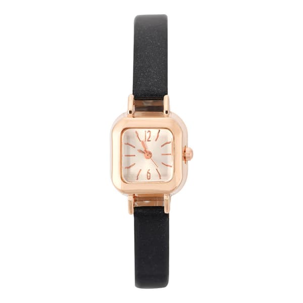 Moderigtigt dame quartz armbåndsur analog PU rem armbåndsur (sort)