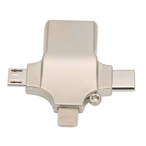 OTG-adapter 3 i 1 Type C Micro Ligthning til USB Maksimalt 10 Gbps Zink-legering USB OTG-adapter til transmission og opladning