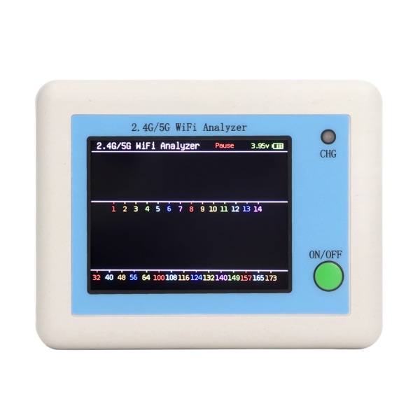 2.4G 5G WIFI-analysator 2.4 tommers TFT-fargeskjerm Lysindikasjon Nettverkssignal Skanner Analysator