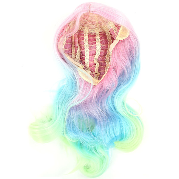 Dame Gradient Lang krøllete parykk Fargerik Stilig Cosplay Party Halloween Syntetiske parykker