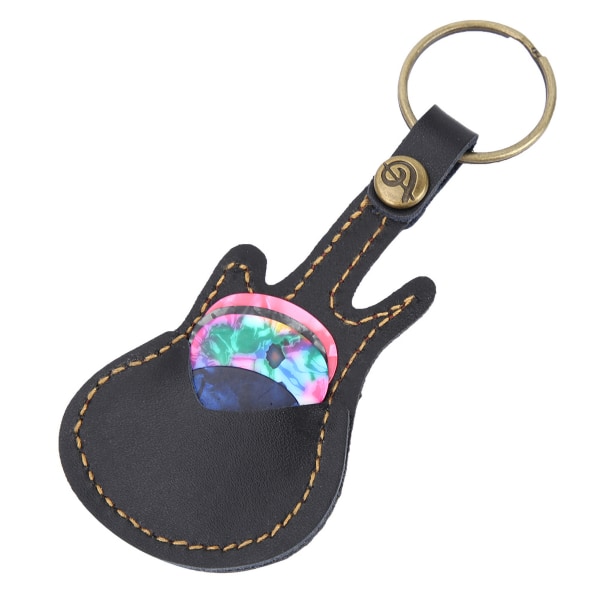 Nahkainen Guitar Pick Bag Pick-tarvikkeilla - musta