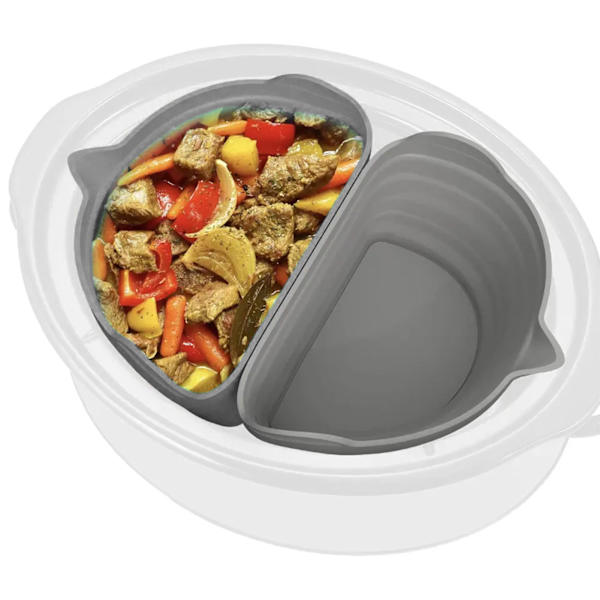 Genanvendelig silikoneindsats til slowcooker, passer til 6-8 kvarts, grå