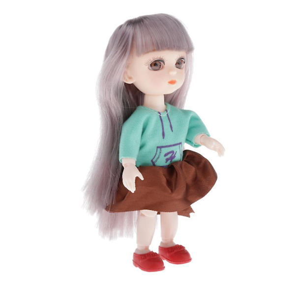 Fashion Dressing 16cm Mini Docka Flicka Leksak Lila Hår x 4