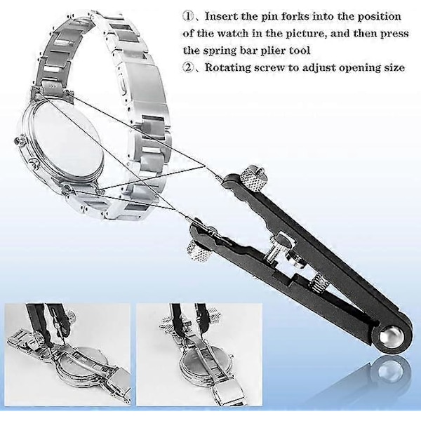 Armbandsurtång, reparationsverktygssats för klockor med 10 legerade stålgafflar, demonteringsverktyg för armband för byte av länkar