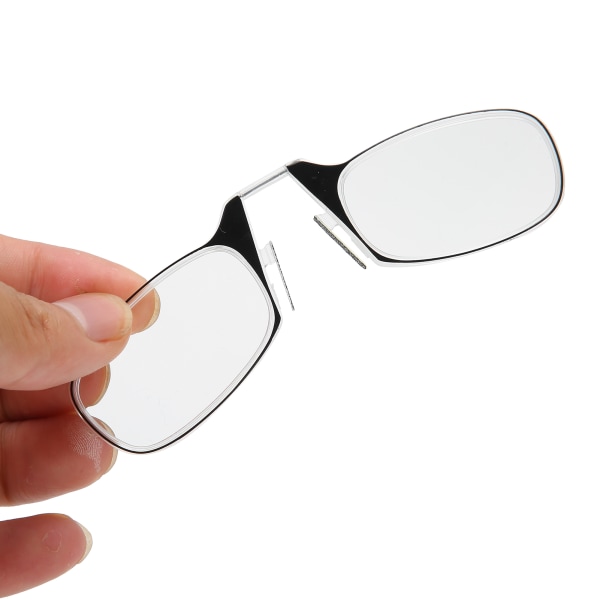 Lesebriller Blå lysblokkerende neseklemme Armløse briller for unisex eldre +150 svart
