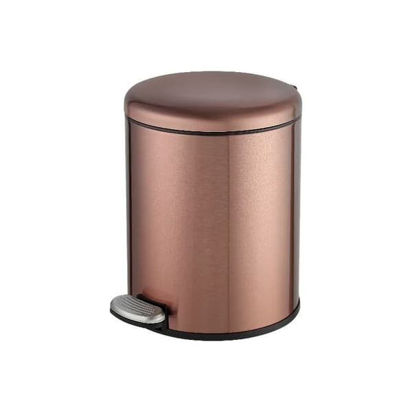 En badrumskorg i rostfritt stål, pedalhink, 6L, roséguld