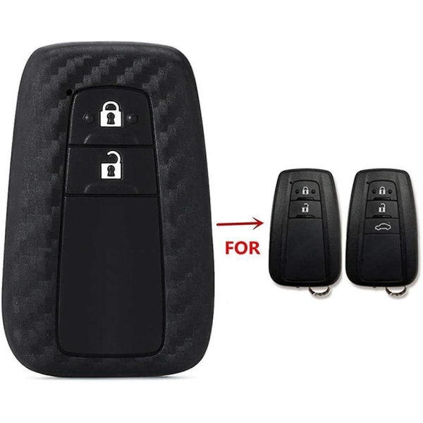 Kolfiber 2-knapps case för Toyota CHR , C-HR, Camry, Prius och Prado Keyless Remote