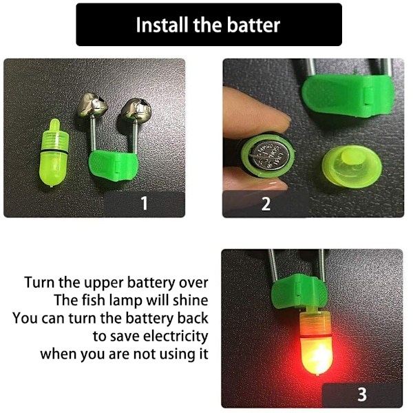 20 st LED fiskespö bettlarm klockor ring fiskebete larm fiske larm nattfiske LED fisketillbehör