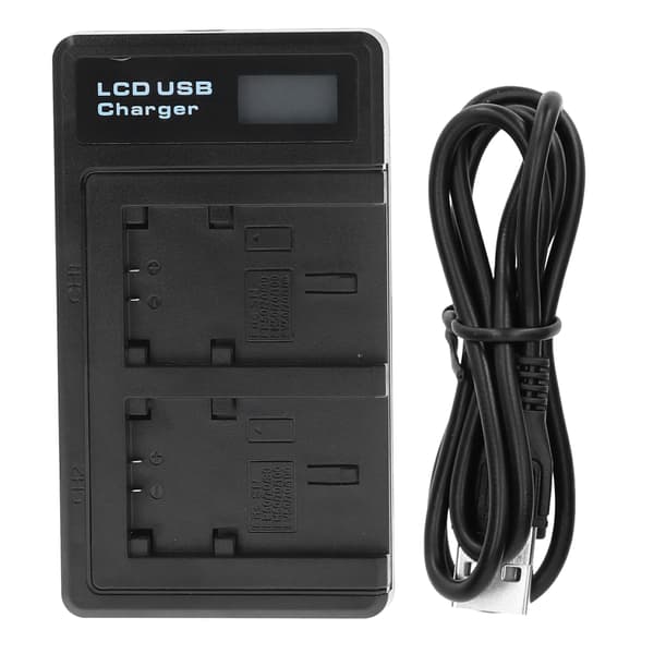 Batterilader i plast med LCD-skjerm, dobbel lading for NP‑FV100 kamerabatteri