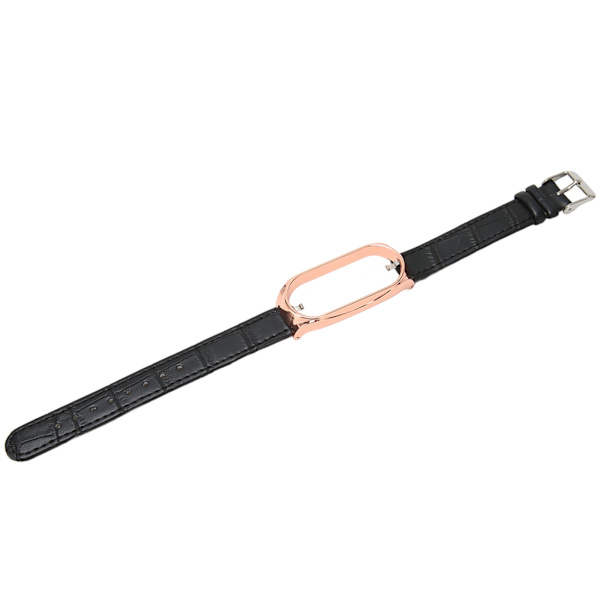 Sportsarmbånd til Mi Band 7 Blødt PU-læder, åndbar udskiftningsløkkerem til løb Vandreture Sort Gylden
