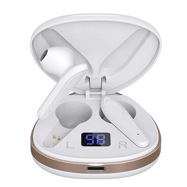 TWS Trådløst Bluetooth Headset Stereo Sportsøretelefon Touch Control Trådløst Headset Perlehvid