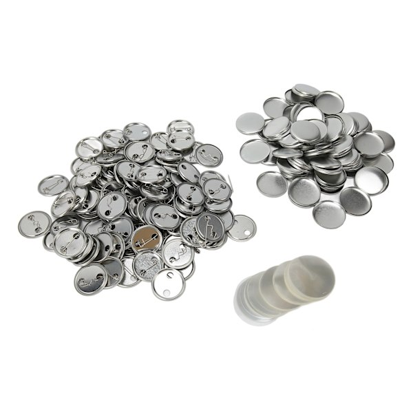 100 Set Blank Knappar Badge-delar Rund Form Rostskydd Lätt att Skriva ut Knappnåls-set för Knapptillverkningsmaskin 32mm/1.3in