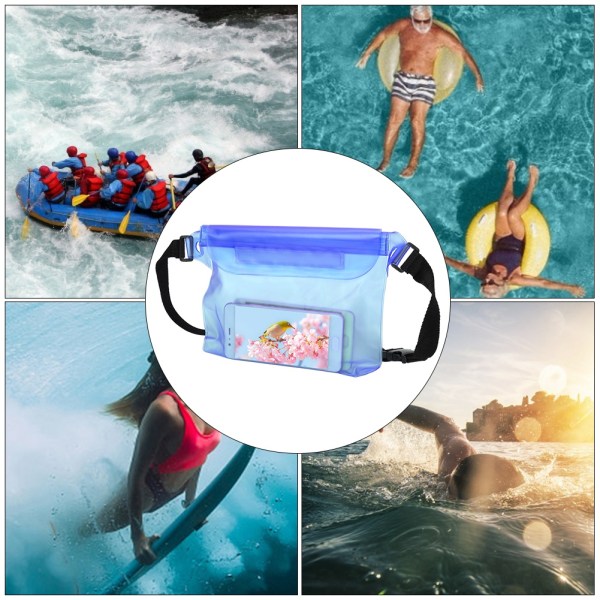 Vandtæt Fanny Pack taljetaske Sportssejlsport Svømning Snorkelbæltepose (blå)