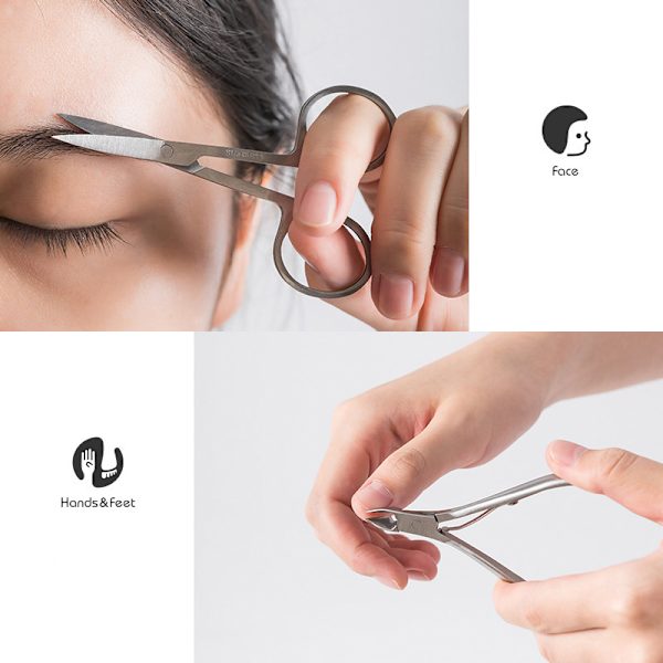 Dubbelsidig nagelklippare set multifunktionell manikyrset rostfritt stål pedikyr tång nagelklippare blå