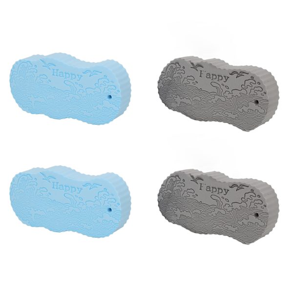 4 st Exfolierande badsvamp Mjuk PVA Konkav och konvex texturdesign 3D duschsvamp med snöre för babyvuxen