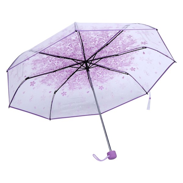 1 STK Transparent foldeparaply Moderigtig prinsesseparaply Cherry Blossom # Lys lilla