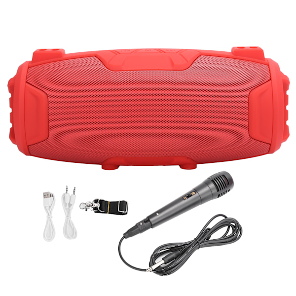 Bluetooth-kaiutin, subwoofer, stereokaiutin, ulkoilmakaiutin, USB, mikrofoni, punainen