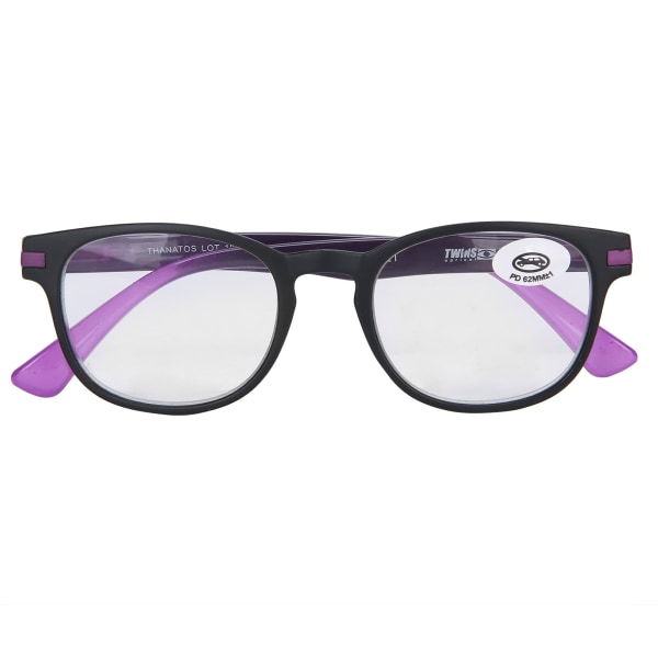 Fashionabla läsglasögon Traditionella bågar Unisex män kvinnor glasögon för äldre (+100 svart lila)