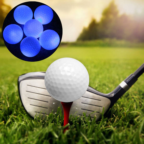 6 STK syntetisk gummi LED lysende golfball lys attraktiv for natttrening på dagtid Blå
