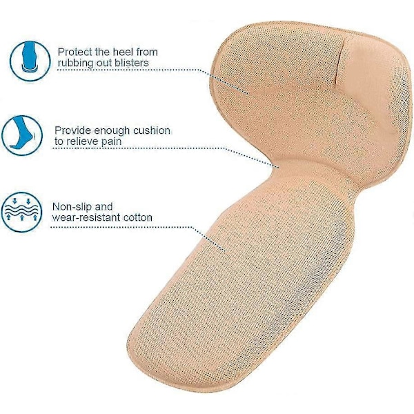 Hælebeskyttelse til sko, 4 par Memory Foam Stærk Klæbende Fodpude Pleje & Høj Hæl Holder Pude Liner Til Kvinder & Mænd (sort, Beige)