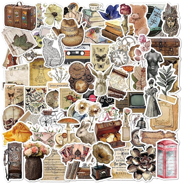 Vintage Stickers, 100 Estetiska Retro Stickers