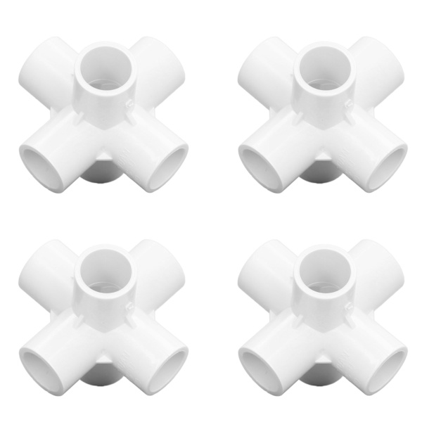 10 STK PVC-plastrørforbindelse 6-vejs rør Hjørnealbuefittings 25mm indvendig diameter hvid