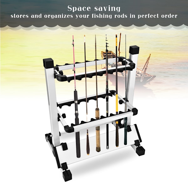 Lättviktsfiskespöhållare Stativ Organizer Rack För 12 Spön