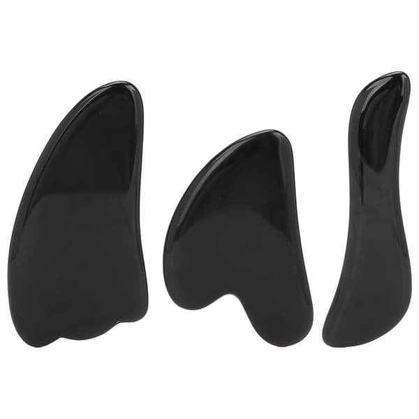 Professionell Obsidian Ansiktsmassage Gua Sha Verktyg Bärbar Kroppsterapi Skrapbräda Set