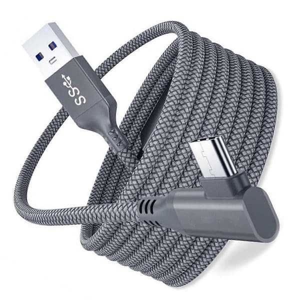 5M laddningskabel för Oculus Quest 2 Link Headset USB 3.0 Typ C Dataöverföring Typ-C till USB-A Grey
