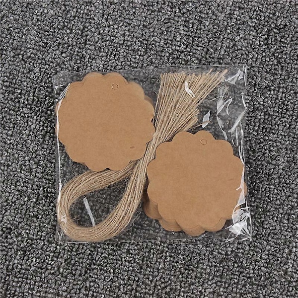 50 kpl Kraft-lappuja, lahjalappuja, 6 cm, juuttinarulla häälahjoihin, syntymäpäiväaskarteluihin