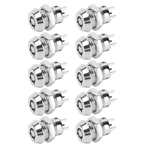 10 sæt nøglekontakt rustfrit stål On/Off strømlås dobbelttrækkontakter 12 x 22 mm