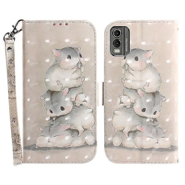 Kompatibelt Nokia C32 Mönsterdesign Foliofodral PU Läder Ställ Plånbok Telefonfodral Med Rem-1 StackingSquirrels