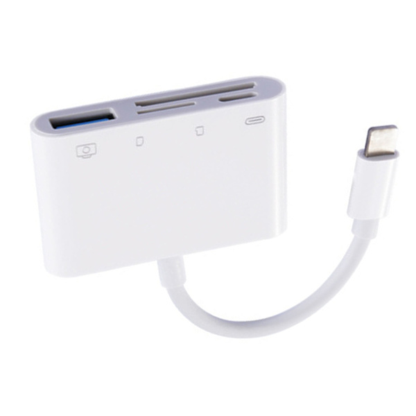 Minneskortadapter med laddningsport Plug and Play 14 i 1 för IOS till SD TF USB laddningskortläsare