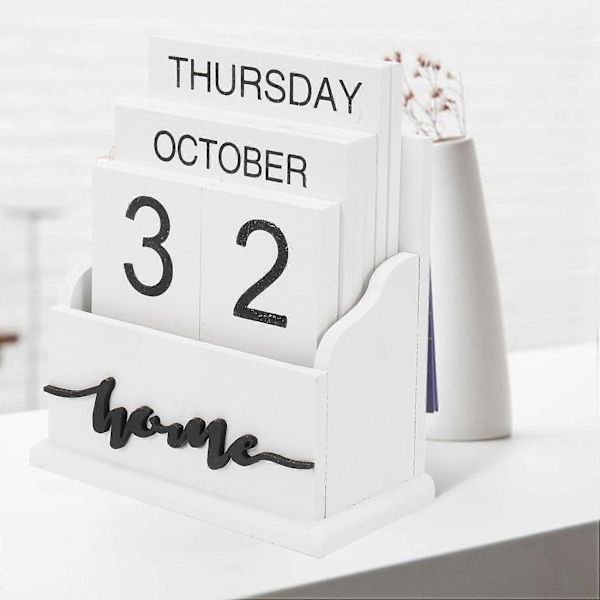 Træ Clamshell Skrivebordsblok Kalender Uge Måned Dato Visning