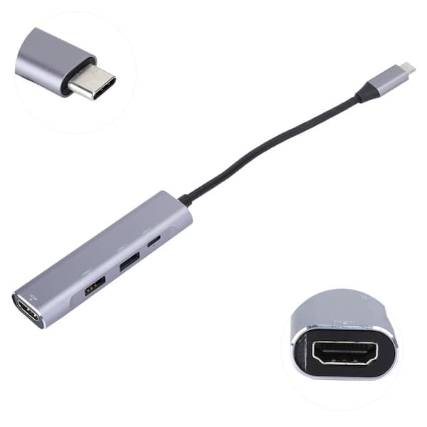 Hub Typ-C till HDMI Pd USB3.0 4-i-1 Lämplig för OS X/ Huawei/ Samsung