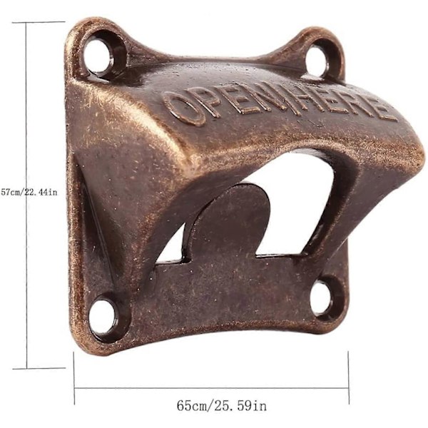 Eterspr2 seinään asennettava pullonavaaja ruuveilla, retro-design olutpullonavaaja baareihin, ravintoloihin, kahviloihin, keittiöihin. (Pronssinpunainen)