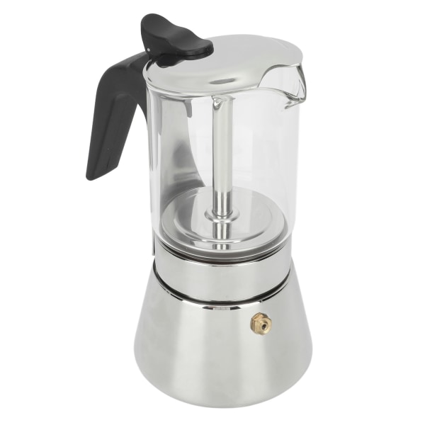 Kaffe Moka Pot Synlig Kropp Greca Kaffetrakter Rustfritt Stål Komfyrtopp Kaffetrakter Moka Pot for Hjem Kaffebar Kontor 240ml