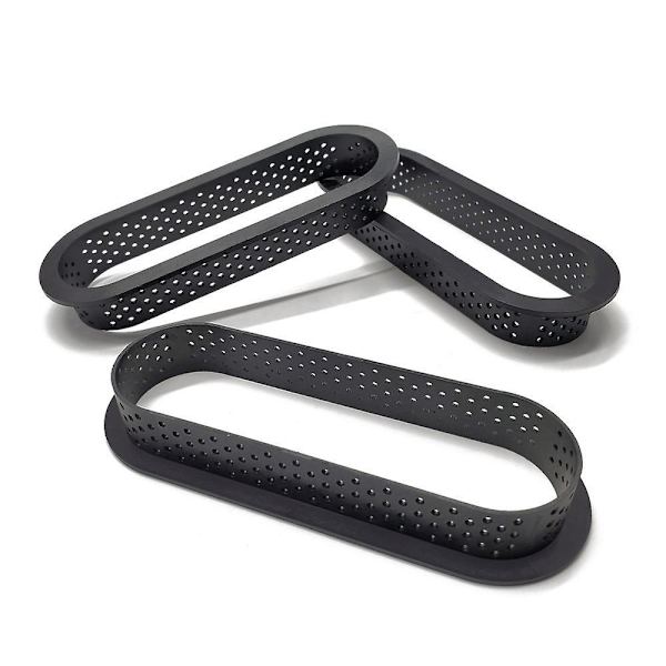 Lämpökestävät hiilikuidurenkaat leivonnaisiin, quicheen, piirakoihin, juustokakkuun, jälkiruokiin - 5 kpl setti, soikea muoto (14,4 * 5,3 cm)