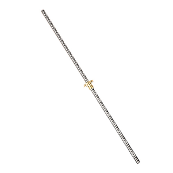 T8 8mm Trapezformad rostfritt stål gängad stång Blyskruv & Mässingsmutter för 3D-skrivare 400mm