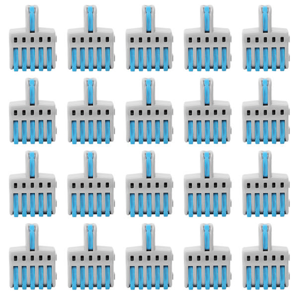 20 st SPL snabbkoppling 1 in 5 ut PushType splitter koppar och PC-material trådterminal (blå)