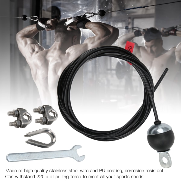 Justerbar gymkabel Fitness stålvajer för hemmagym Fitness trissa System3 M