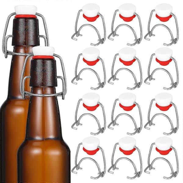 12 Pcs Replacement Flip Top Bottle Caps with Silicone Gaskets for Glass Bottles and Beer Bottles